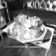 Important Service à Thé/Café Art Déco Métal Argenté / Palissandre vers  1930