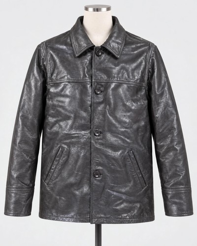 Blouson cuir noir vintage - en,