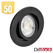 Lot de 50 spots LED encastrables 3en1 rond noir 7W IP20