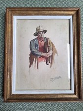 Tableau ancien joueur de cornemuse Louis Dutasta