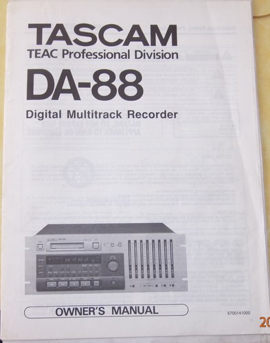 Tascam da88 owner - owner's,