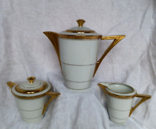 Service à café porcelaine de Limoges frise or double dorure cafetière sucrier