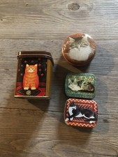 Lot 4 Petites Boîtes Chat En