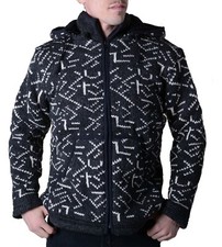 Cardigan homme veste en laine avec doublure polaire et capuche amovible 