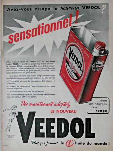 Publicité 1956 huiles veedol - publicitÉ,