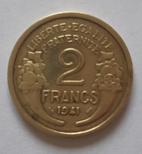 Pièce 2 francs type morlon bronze aluminium 1941