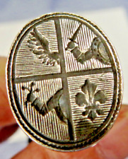 SCEAU CACHET A CIRE MATRICE EN ARGENT A DECOR D'ARMOIRIES XVIII XIX-