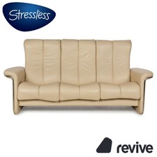 Stressless Soul Cuir Canapé Trois Places Crème Fonction Manuelle
