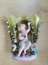 Vase Cherubin en porcelaine XIXe siècle Antique porcelain double vases  Muguet
