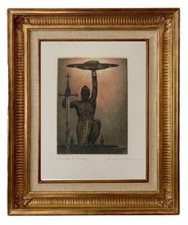 ANDRE LAMBERT (1884-1967) SUPERBE EAU-FORTE AQUATINTE REHAUSSEE AQUARELLE (22)