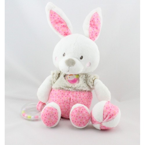 Doudou lapin blanc rose - , beige