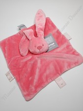 Doudou Plat/Mouchoir Carré Lapin Lapidou Rose Corail  -  Nattou  Loves Your Baby
