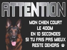 Plaque Attention au chien Berger Allemand 40x30cm