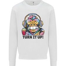 Turn It Up Monkey DJ Casque Audio Sweatshirt Enfant