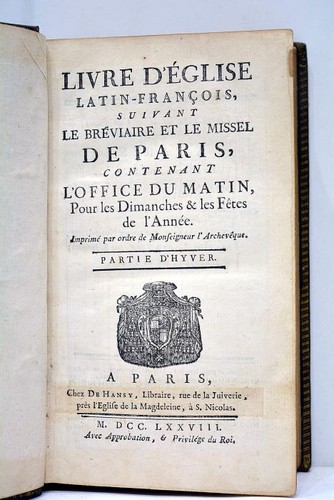 Livre ancien breviaire - livre, d'hiver