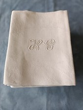 12 belles serviettes de table en damassé de lin monogramme HP