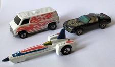 Vtg Hot Wheels x 3 Van Flames White 1974 Hot Bird Pontiac 1977 Evel Knievel 1979