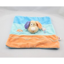 Doudou plat chien bleu orange