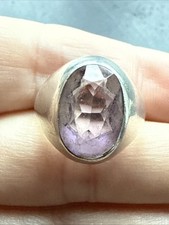 Ancienne Bague En Argent Massif 925 Jonc Alliance Anneaux Créateur améthyste 