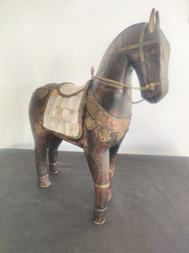 Cheval ancien bois nacre - bois,,
