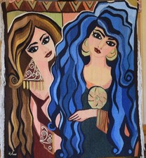 Tapisserie égyptienne tissée à la main à suspendre murale 4,5 pieds art popul...