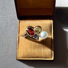 COEUR GRENAT SAPHIR PERLE