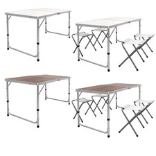Table de jardin pliante et 4x chaises en aluminium 120cm pour camping barbecue