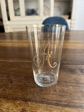 verre gobelet ancien en cristal gravé/doré/monogrammé Lettre À en relief