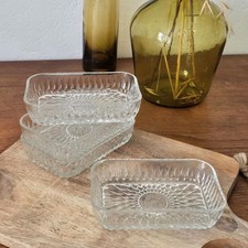 Lot de 4 beurriers anciens Duralex Huile Lesieur – Verre vintage années 60-70