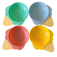 4 coupelles plastique cornet de glace - ice cream cone pop vintage retro 80s 90s