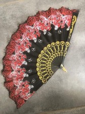 Eventail Asie collection papillons noir, rouge et doré - Déco asiatique Chine