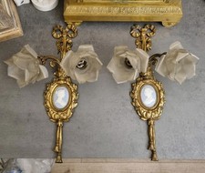 2 APPLIQUES BRONZE DORÉ LOUIS