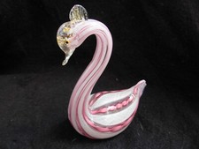 MURANO,CYGNE EN VERRE SOUFFLE,FILIGRAMMES,MILIEU 20ème