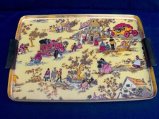 PLATEAU VINTAGE ANNÉES 1950 RÉSINE ET ALUMINIUM