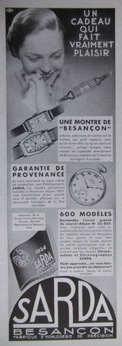 Publicité 1933 sarda - 1933, une