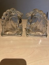 Ancien Serre Livres Cheval Verre Années 60 Vintage Presse Papier