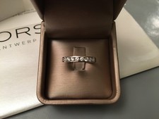 BAGUE DEMIE ALLIANCE OR BLANC ET DIAMANTS TAILLE 58