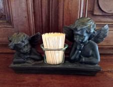 Statuette porte bougie pique à escargots putti angelot statuette décoration Noël