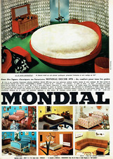 publicité Advertising  1122  1969   meubles Mondial   lit rond Manhattan