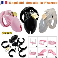 Homme Silicone Cage De Chasteté Esclave Soumission 5 Anneaux Prison Pour Pénis