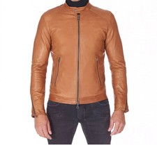 Blouson de motard homme marron