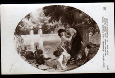 ART - PEINTURE / FEMME Nue avec CYGNES NOIRS par F.-M. ROGANEAU / SALON de PARIS