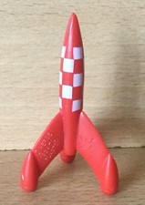 FIGURINE PVC PLASTOY TINTIN KUIFJE HERGE 1994 LA FUSEE ROCKET ON THE MOON