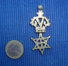 B27 A Voir Croix Métal Argenté Etoile David Ordre Reine Saba Médaille Bijou Lot