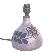 MAGNIFIQUE PIED DE LAMPE EN GRES A DECOR FLORAL LA MAISON  DU POTIER 1950/60