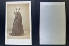 Lefrançois, Granville, Jeune femme en manteau Vintage cdv albumen print. CDV