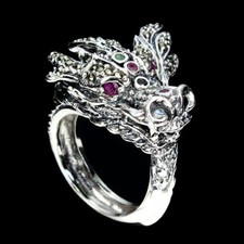 925 Argent Sterling Rond Rubis