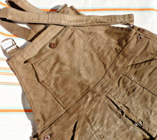 ANCIENNE SALOPETTE D'OUVRIER COTON MOLESKINE" VULCAIN " PORTÉE, RAPIÉCÉE, TROUÉE