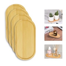 4 Pièces Plateaux Ovales en Bambou,Petit Plateau Cafe,Plateau de Service Bois...