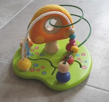 Jeu en bois type boulier avec champignon multicolore
